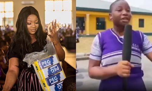What this school girl said after Tacha visited her school (Video)