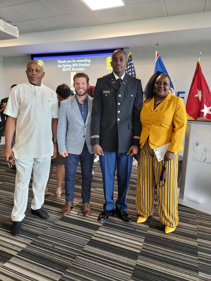 A young Nigerian commissioned as 2nd Lieutenant in the US Army