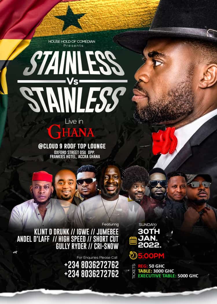 Comedian Stainless To Mark 15 Years On Stage During Performance In Ghana