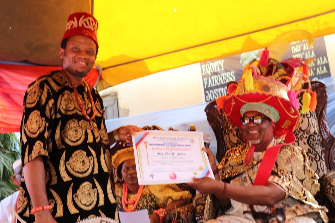 Igwe Ochendo Chukwudi Confers Traditional Title On Dr. Chris Ifediora