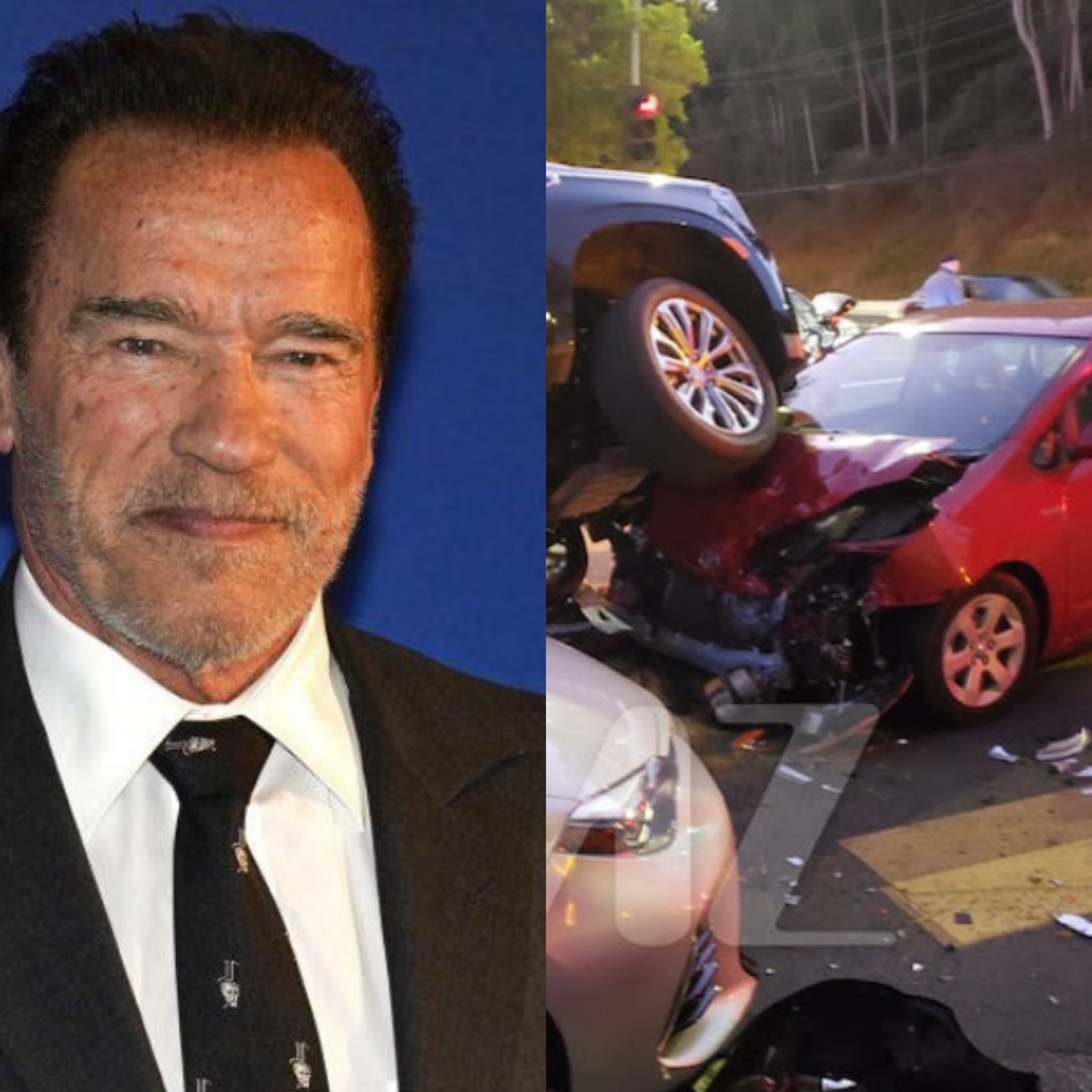 Actor, Arnold Schwarzenegger involved in car crash (photos)