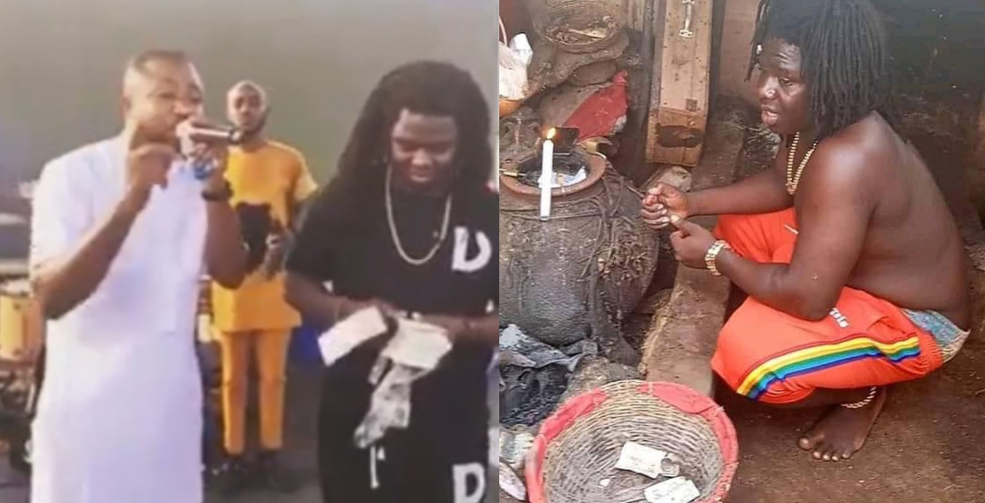 You idiots are parading yourselves as Deputy God, that is why most of you are poor - Gospel singer, Gozie Okeke replies those criticizing him after being spotted at an event where a native doctor was spraying him money (video)