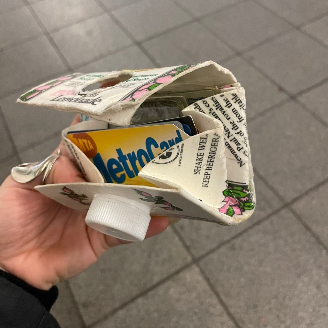 New York Post writer recovers her stolen items after the mugger thought her juice carton wallet was trash and threw it away