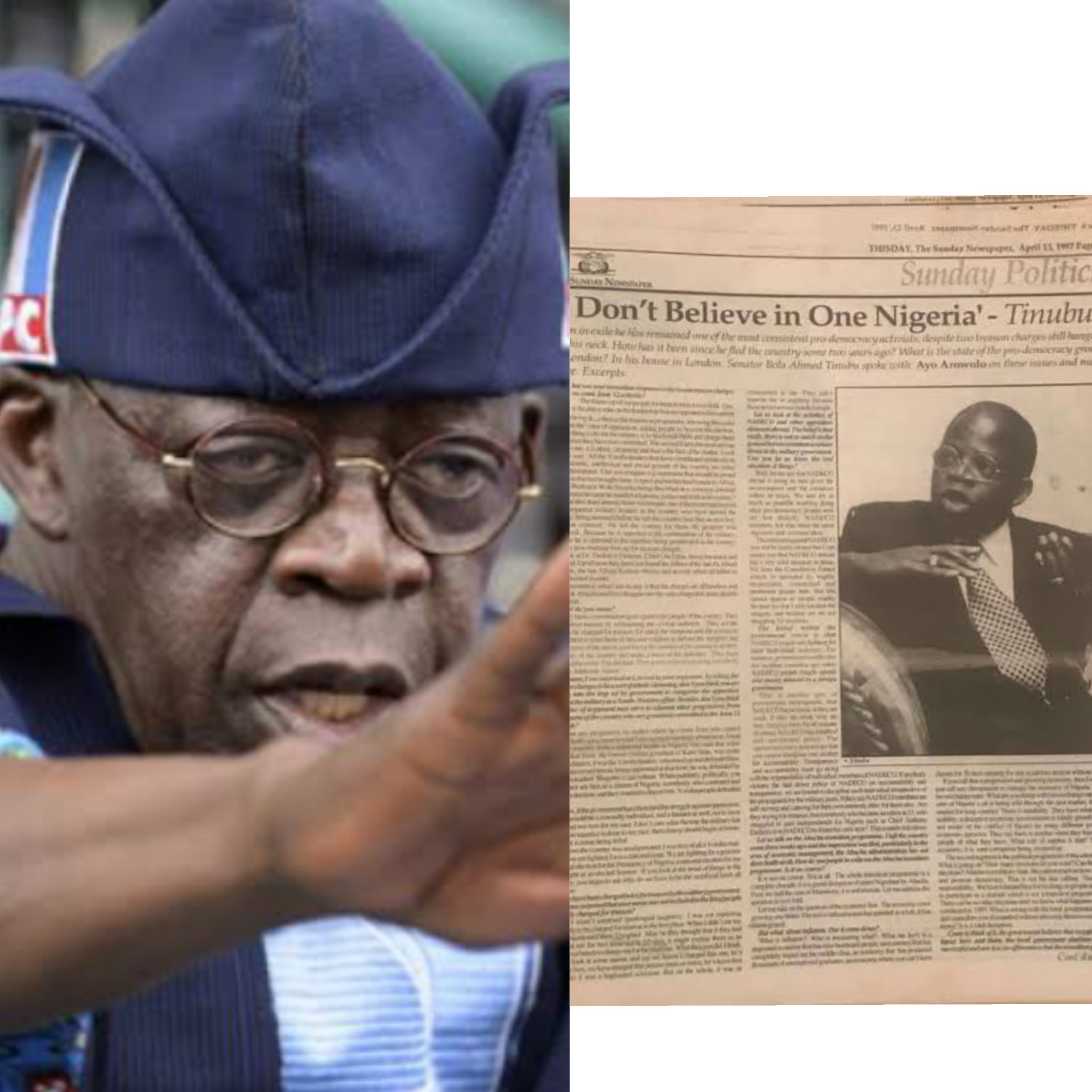 Northern APC group asks Bola Tinubu to apologize over his 1997 comment ‘I don’t believe in One Nigeria'