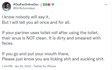 Toilet rolls are harmful for your anus- Nigerian doctor warns