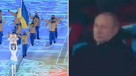 Vladimir Putin “falls asleep” as Ukrainian team walks past at Winter Olympics