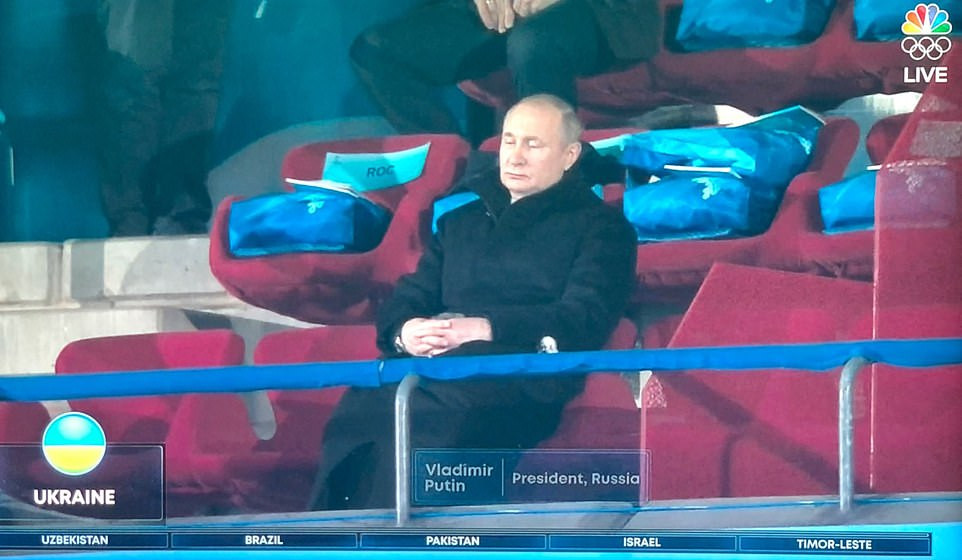 Vladimir Putin “falls asleep” as Ukrainian team walks past at Winter Olympics