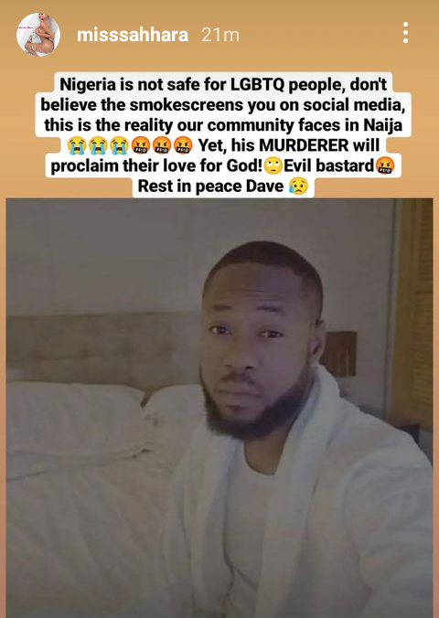 Nigeria is not safe for LGBTQ people" - Transgender, Miss Sahhara reacts to alleged murder of gay man in Lagos