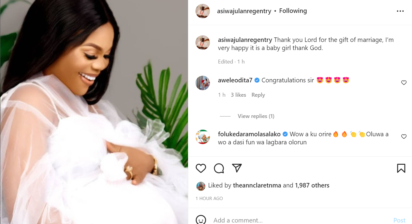 Mercy Aigbe's ex-husband, Lanre Gentry welcomes a baby girl with his new wife