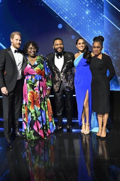 Prince Harry, Meghan Markle and Meghan's mother make special appearance at NAACP Image Awards as they are honored with President's Award (photos)
