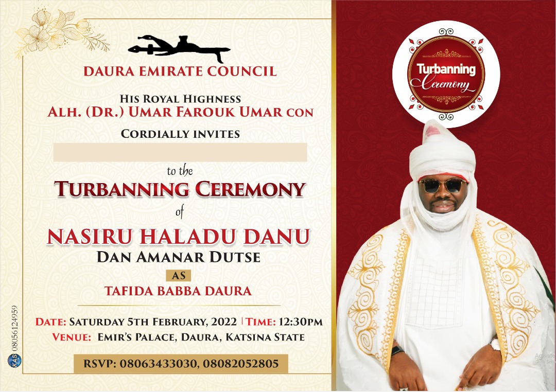 Jubilation as Alhaji Nasiru Danu is turbaned as Tafida Babba Daura today