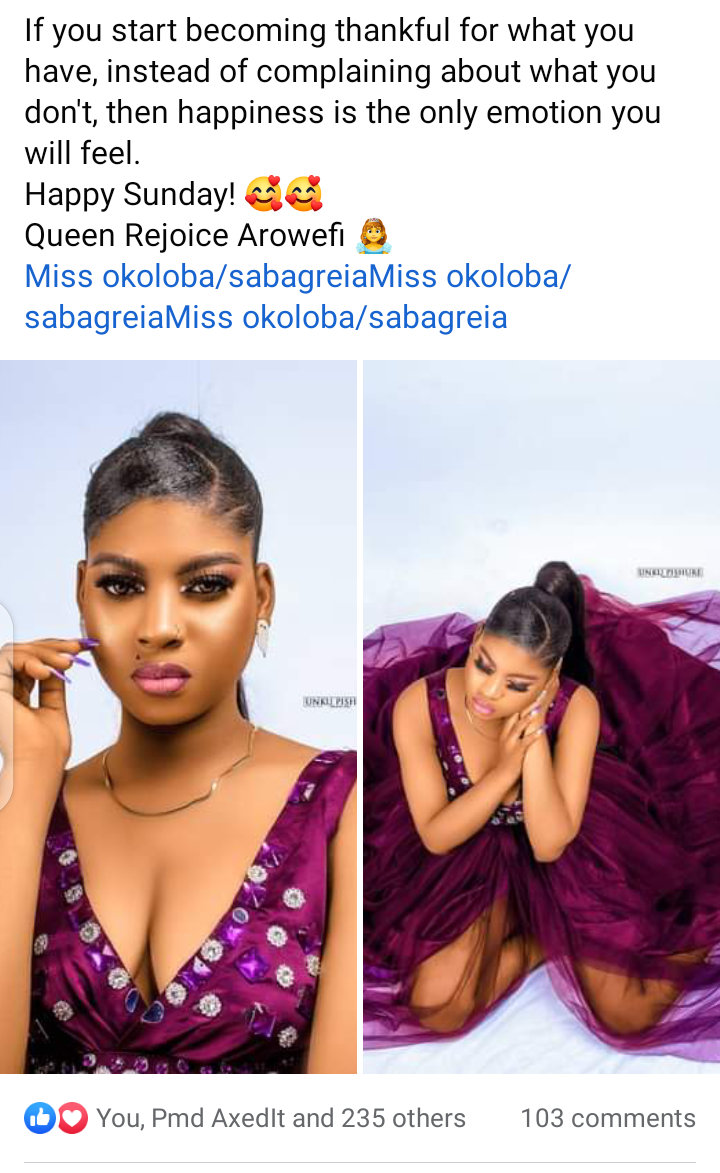 See What Beautiful Miss Okoloba/sabagreia Rejoice Arowefi Said About Life