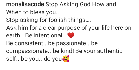 Stop asking God for foolish things" - Actress Monalisa Chinda-Coker advises people to be intentional about prayers