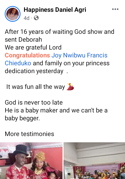 Nigerian couple welcome first child after 16 years of waiting