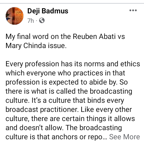 It shows his total ignorance of the ethics and convention of broadcasting - Journalist, Deji Badmus berates Reuben Abati for calling reporter 'mannerless' on