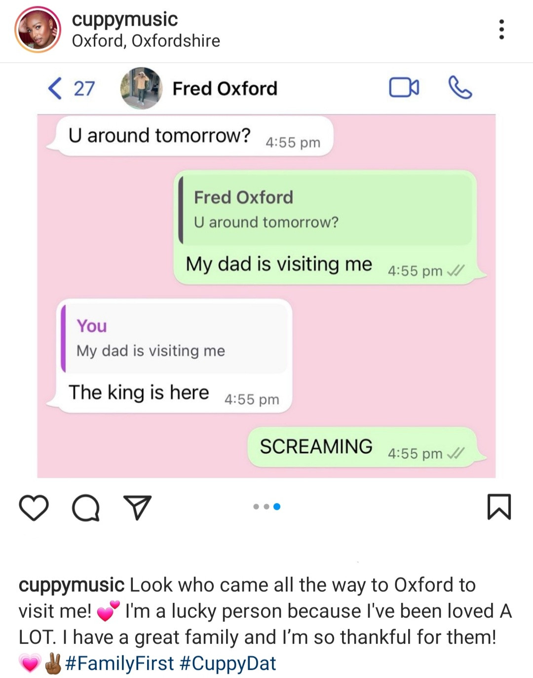 Beauty with brains" Femi Otedola boasts about daughter DJ Cuppy as he pays her a visit in Oxford