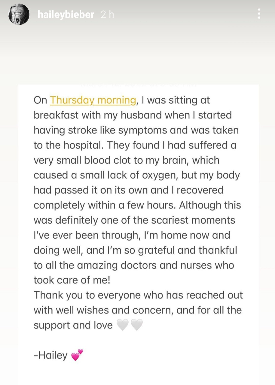 Hailey Bieber hospitalised for a blood clot in the brain after she started having stroke-like symptoms