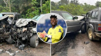 Cameroon’ goalkeeper Andre Onana walks away unharmed from a horrific car crash on his way to crucial World Cup play-off against Algeria (Photos)