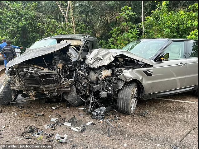 Cameroon' goalkeeper Andre Onana walks away unharmed from a horrific car crash on his way to crucial World Cup play-off against Algeria (Photos)
