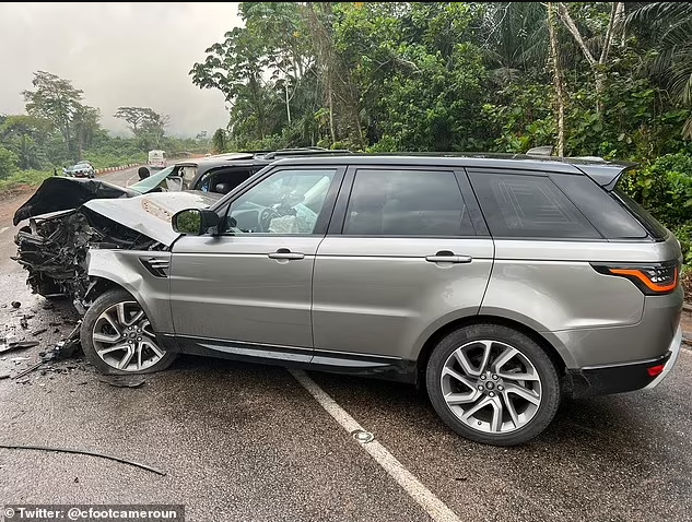 Cameroon' goalkeeper Andre Onana walks away unharmed from a horrific car crash on his way to crucial World Cup play-off against Algeria (Photos)