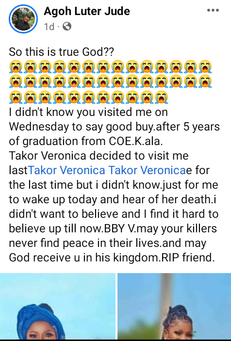 May your killers never find peace" - Friends mourn young lady found dead in Benue hotel room