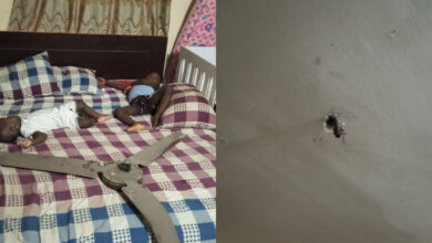 Woman and her kids escape unhurt as ceiling fan falls on their bed while they slept