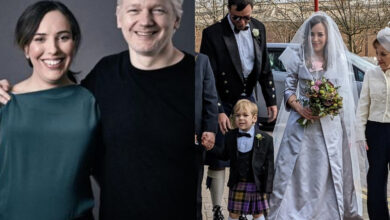 Photos and videos from Julian Assange’s wedding to long-term partner Stella Moris inside high-security prison