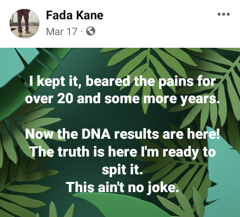 Popular Calabar OAP, Fada Kane discovers he is not the biological father of his two children after over 20 years