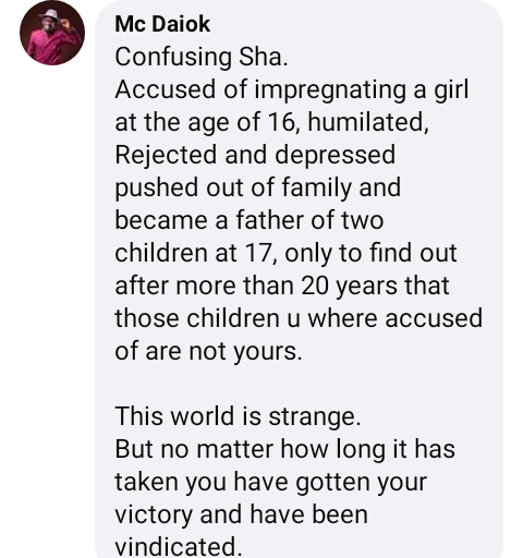 Popular Calabar OAP, Fada Kane discovers he is not the biological father of his two children after over 20 years