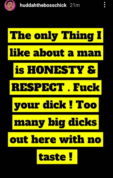 None of my ex-lovers is a failure in bed because I pick the best 'cassavas' in the market - Huddah Monroe brags