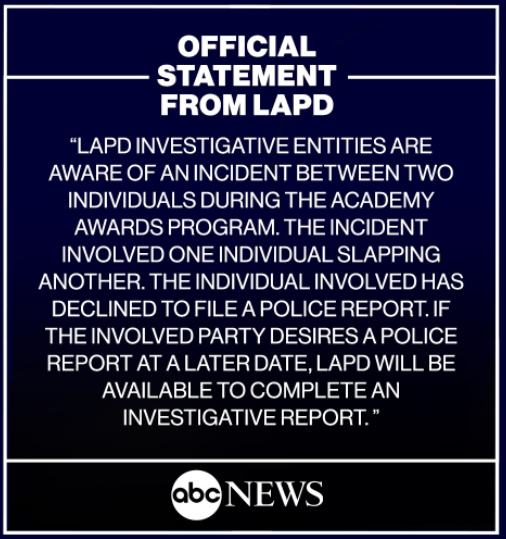 Will Smith tearfully apologises after slapping Chris Rock for making joke about his wife as the police reacts to the altercation (video)