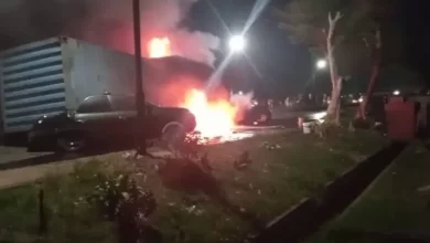 Seven persons trapped as container falls on three cars in Lagos (video)