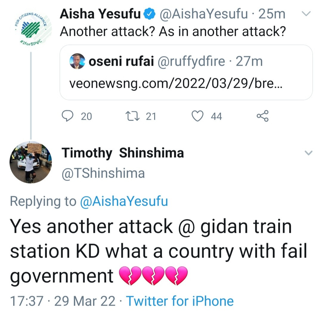 Terrorists attack another train station along the Abuja-Kaduna track less than 24 hours after previous attack