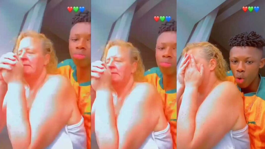 Young boy shows off his older white lover as they play love emotionally (video)