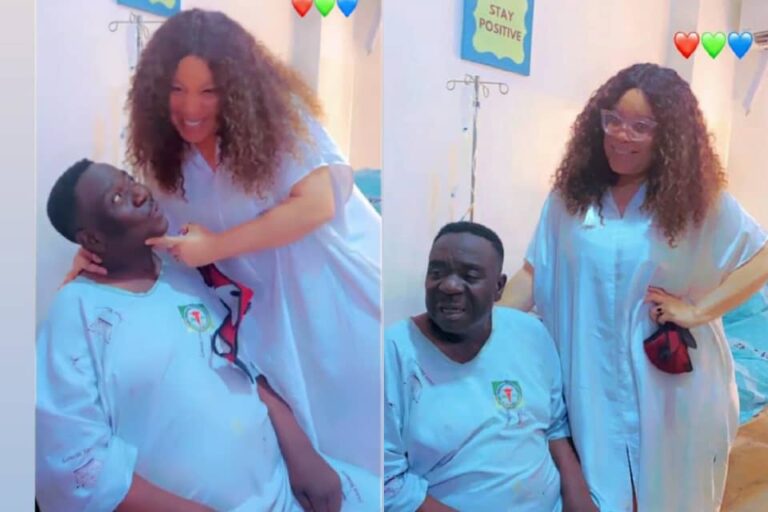 Actress Monalisa pays a visit to sick Mr. Ibu in the  hospital, sad and happy (Photos, videos)