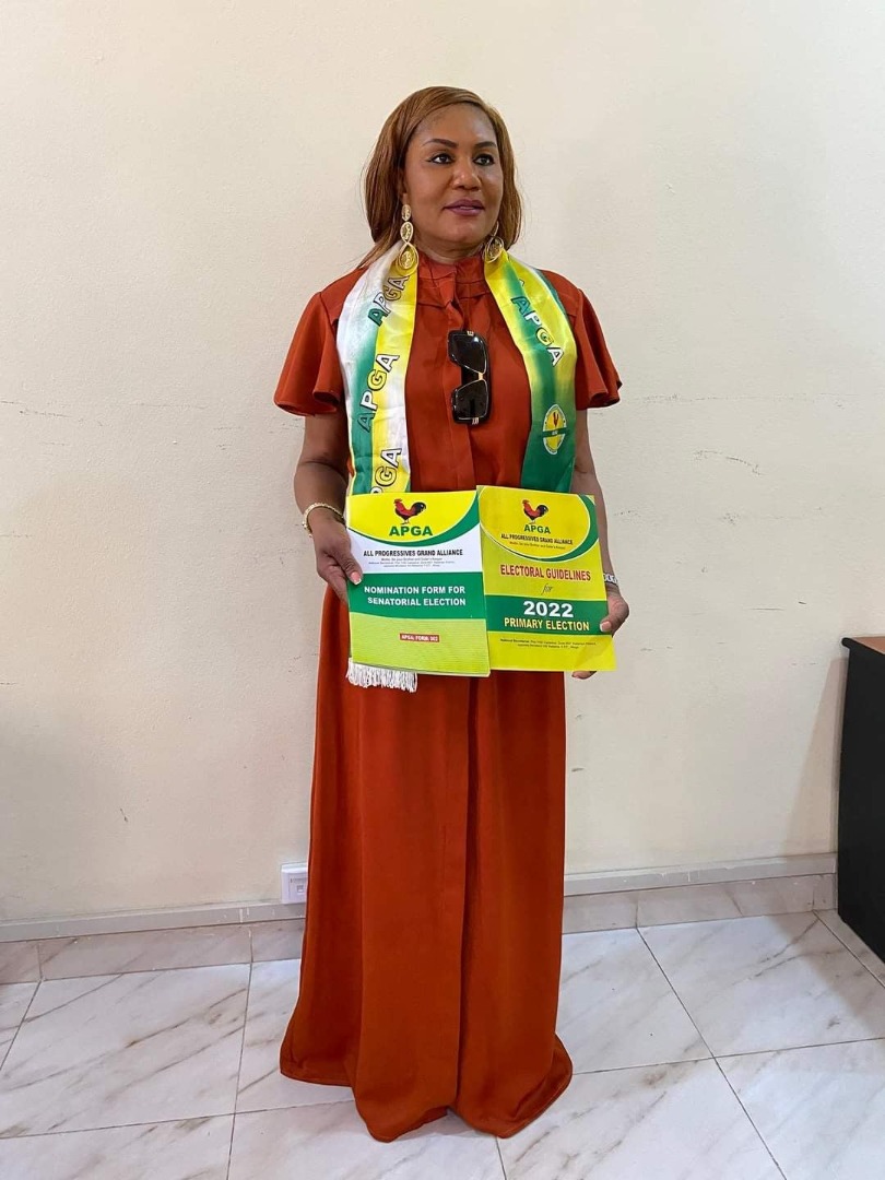 Obiano’s Wife Picks APGA Nomination Form For Senate