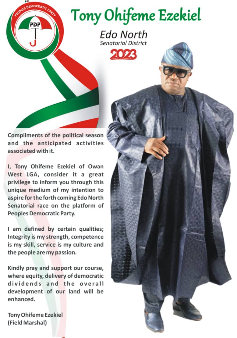 Founder Itex Group, Tony Ohifeme Ezekiel Joins Edo North Senatorial District