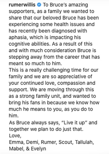 Bruce willis' 'worst performance' Razzie is rescinded after Aphasia announcement