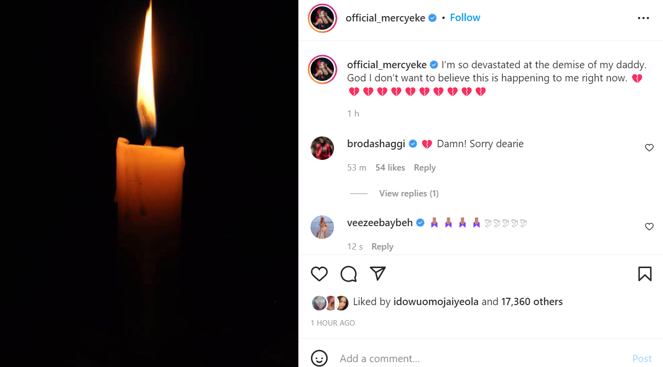 Mercy Eke loses her father