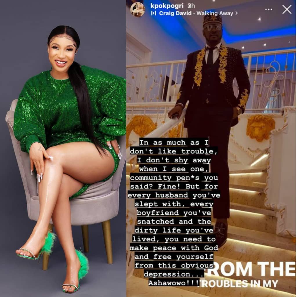 Hear what Prince Kpokpogri said about Tonto Dikeh after she called him a "community p3nis"