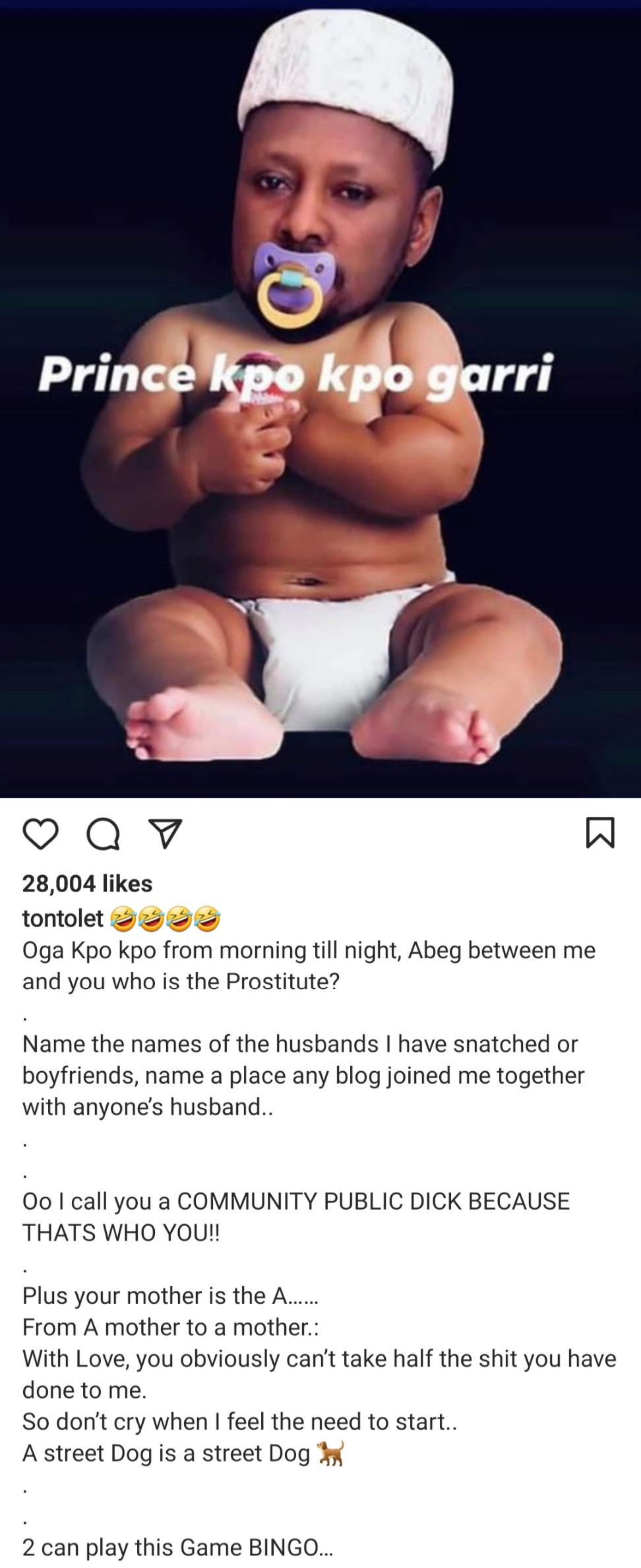 It is your mother that  is........ Tonto Dikeh hits back at Prince Kpokpogri after he called her 'ashawo'