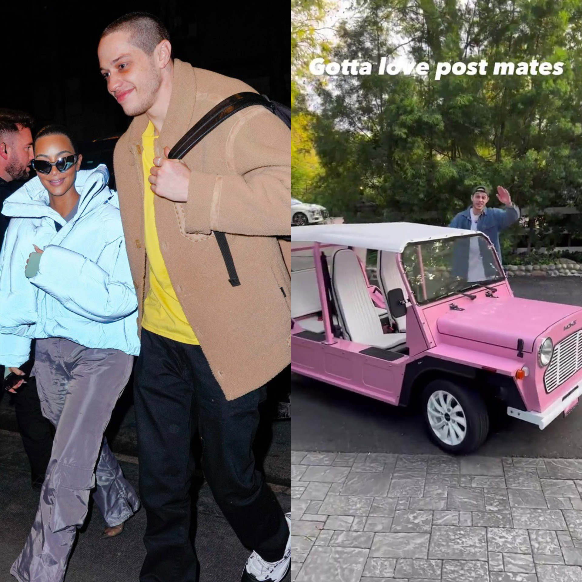 Pete Davidson drives Kim Kardashian's Car given to her as xmas gift by her mum (photos)