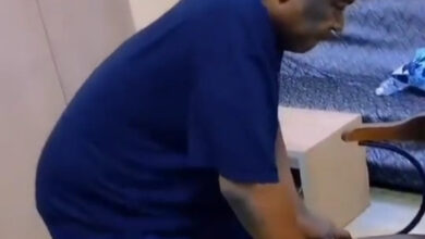 I wan knack. Watch what  Mr Ibu did as he  dance from his hospital ward (video)