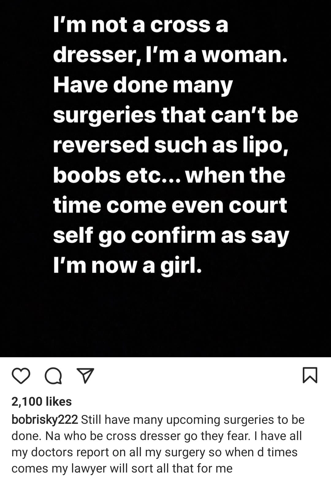 I'm not a crossdresser. I'm a woman" Bobrisky issues disclaimer as Reps consider crossdressers bill that will punish offenders with 6 months in jail