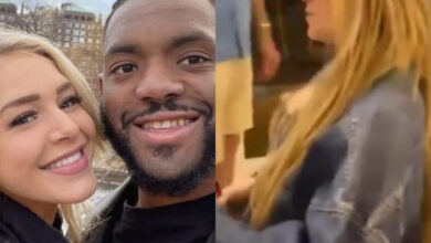 White woman who stabbed her Nigerian boyfriend to death is seen at a bar having a drink while her victim’s family mourn (video)