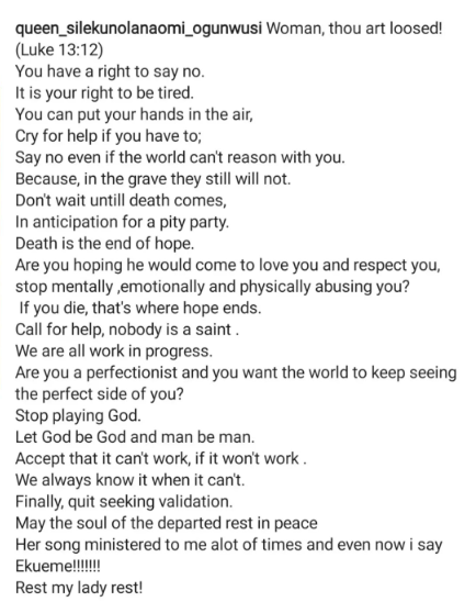 Don’t wait until death comes - Ooni of Ife’s wife, Olori Naomi, admonishes women in abusive relationships as she mourns gospel singer, Osinachi Nwachukwu