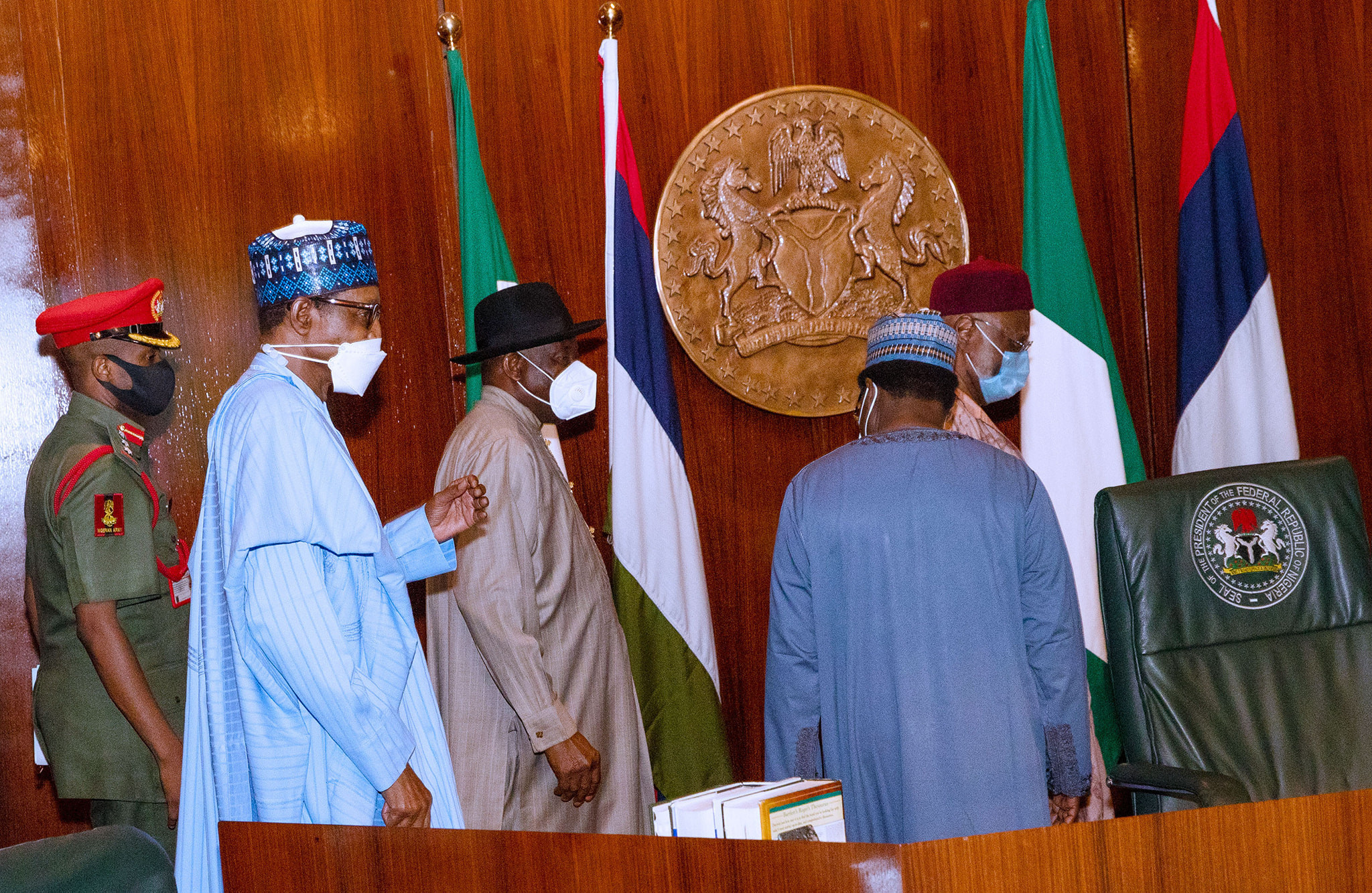 Gowon, Abdulsalami, Jonathan present as President Buhari presides over council of state meeting (photos)