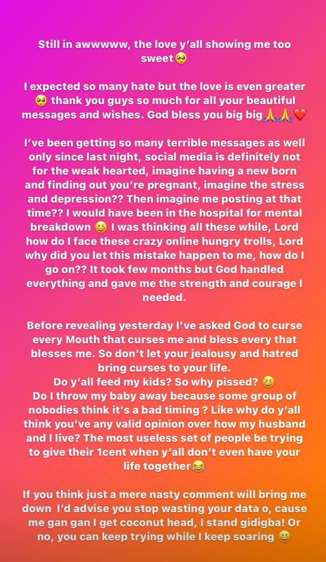 You can't troll me for being fruitful" - Nigerian woman slams people trolling her for getting pregnant shortly after childbirth