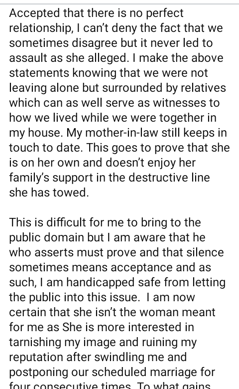 She terminated three pregnancies without my consent" - Nigerian man breaks silence after fiancée called off their wedding; denies domestic abuse allegations