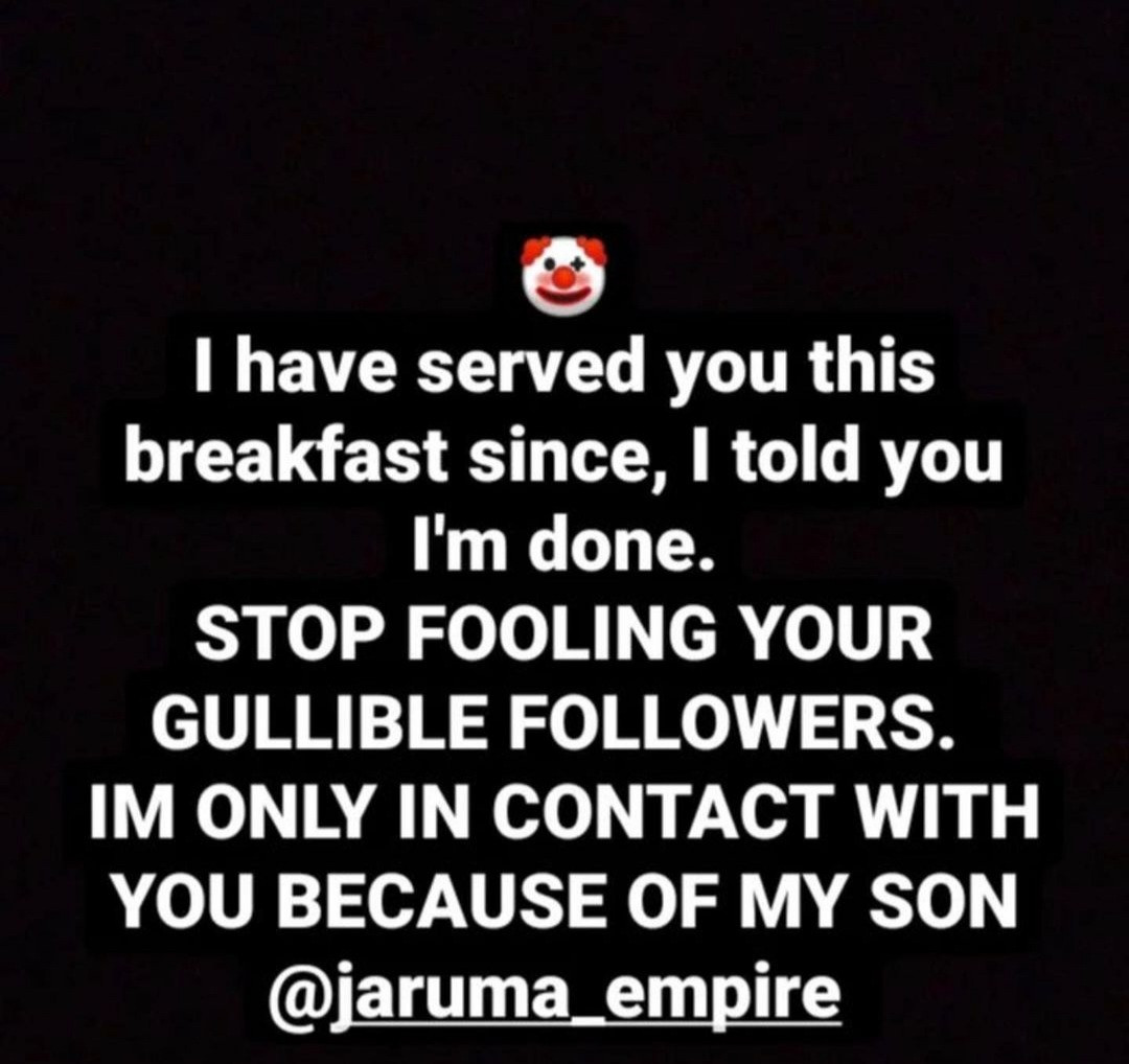 Only fools believe in kayanmata" Jaruma's ex-husband says as he and the kayanmata seller drag each other over who served who breakfast (video)